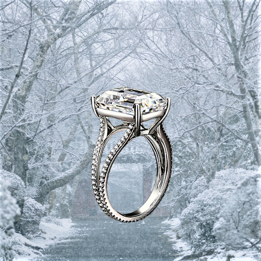 Solitario con Missanite D Color Taglio Smeraldo da ct 10,00