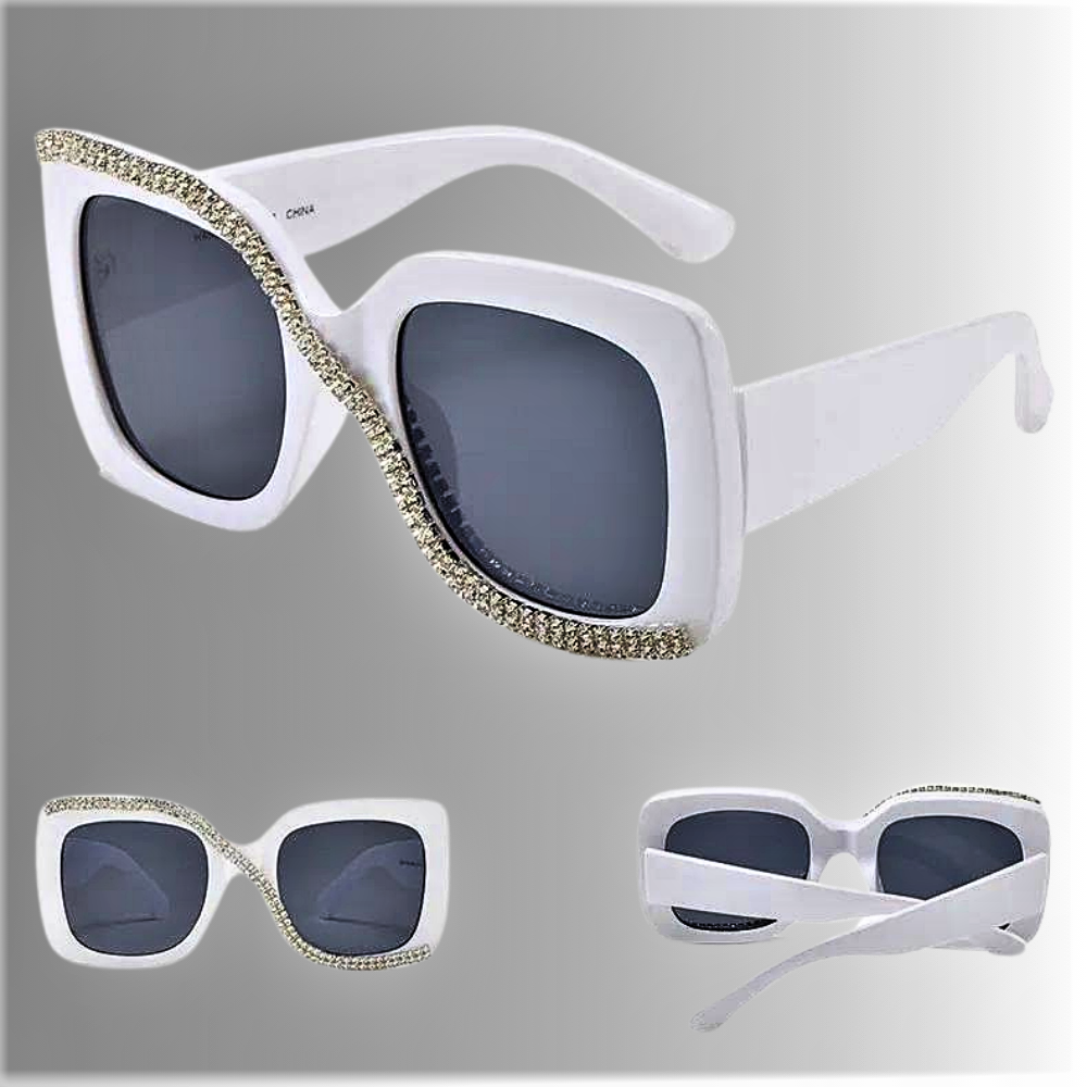 Gafas de sol cuadradas con diamantes de imitación para mujeres atrevidas