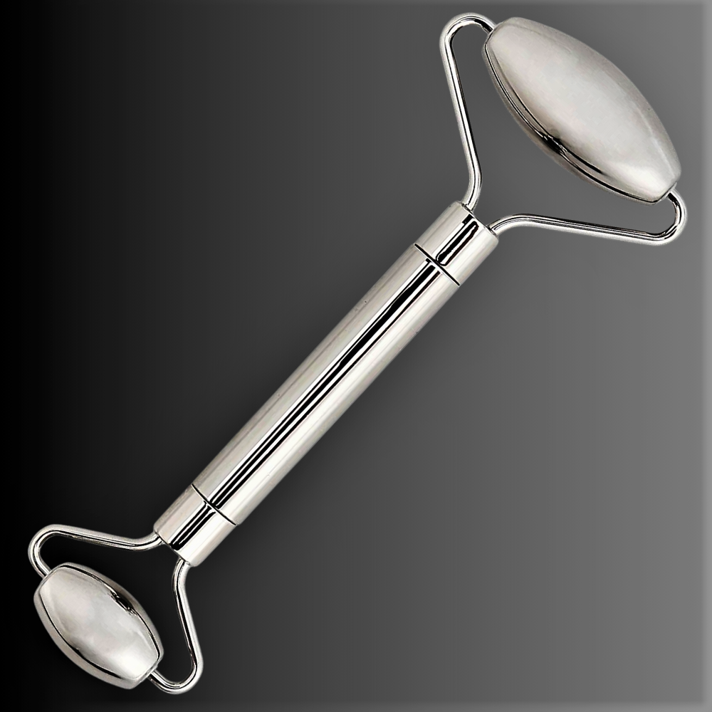 Rodillo y Gua Sha en Acero para un Rostro Suave y Luminoso