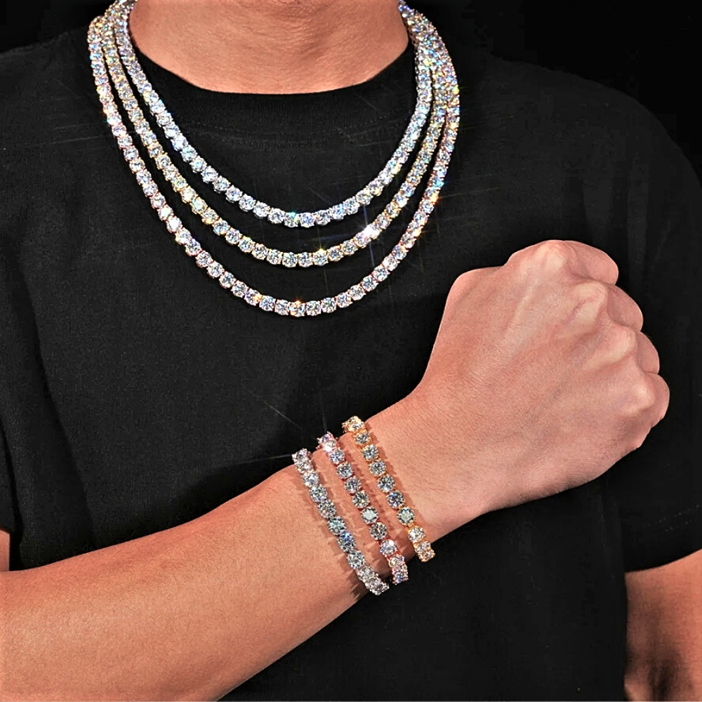 Collana e Bracciale Tennis con Moissanite D Color VVS1 Certificata Gra da ct 1.00 a pietra