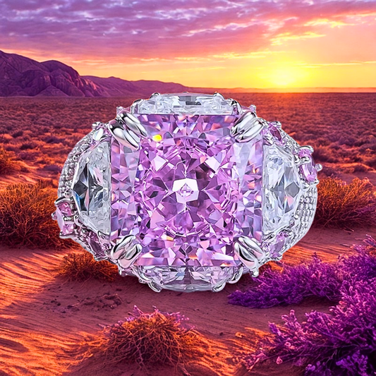 Fascione con Ametiste e Diamanti Sintetici ad Alto Contenuto di Carbonio