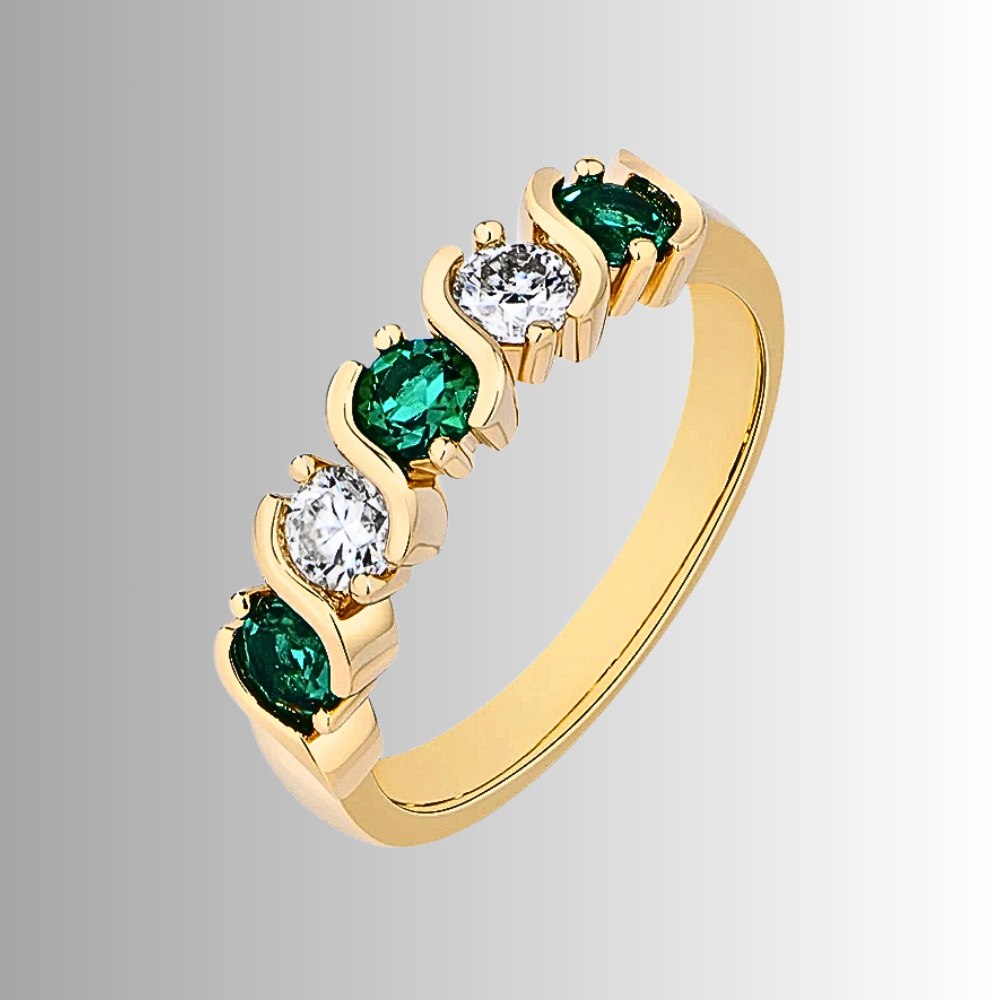 Fede a 5 pietre Bicolore in Mossanite