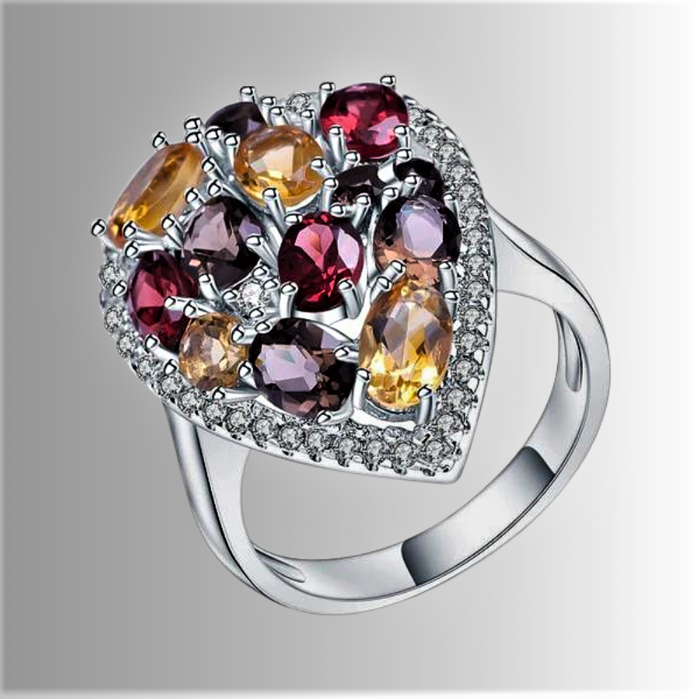 Anillo "Puzzle" con Piedras Semipreciosas Naturales