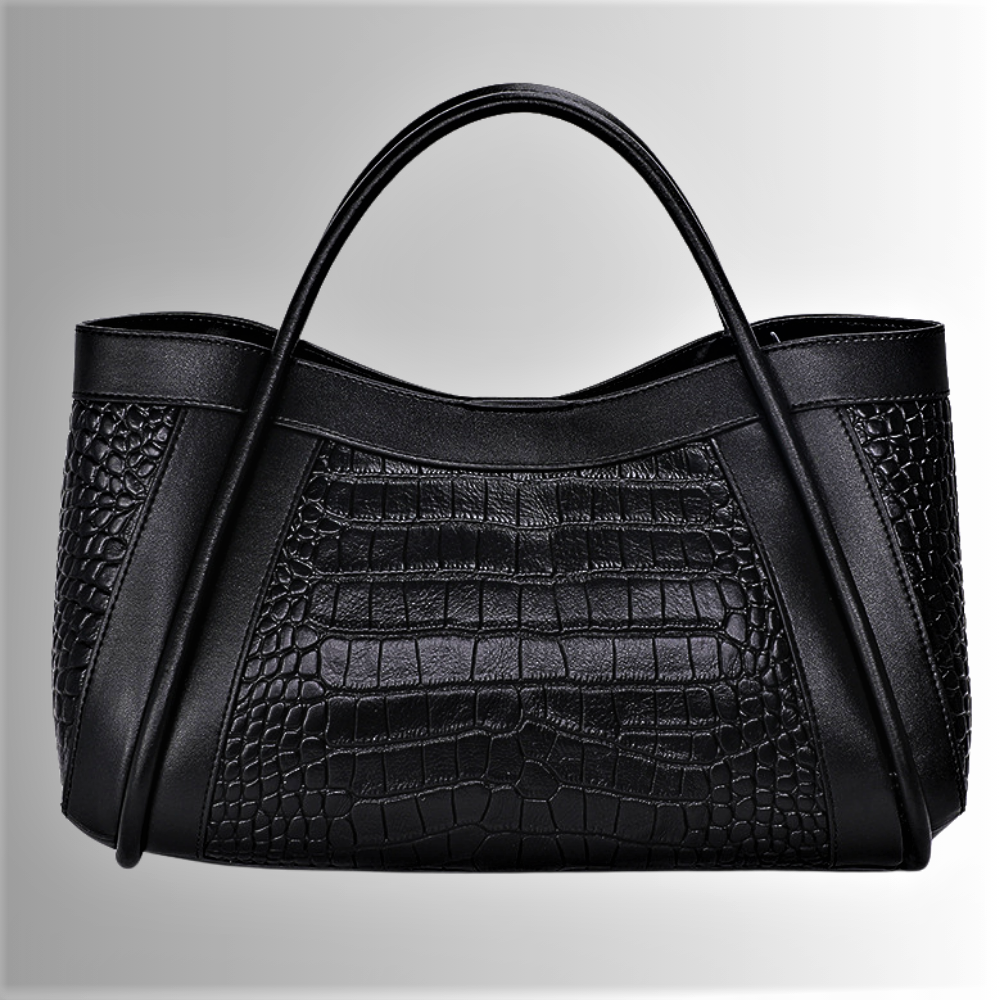 Bolso de piel de becerro trabajado con cocodrilo