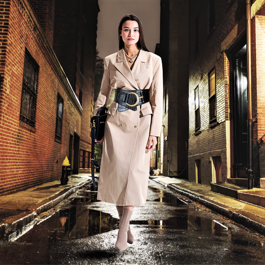 Cintura a Fascia Elastica Asimmetrica con Lavorazione Coccodrillo