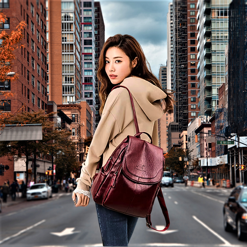 Mochila de piel de oveja grabada: clase y elegancia