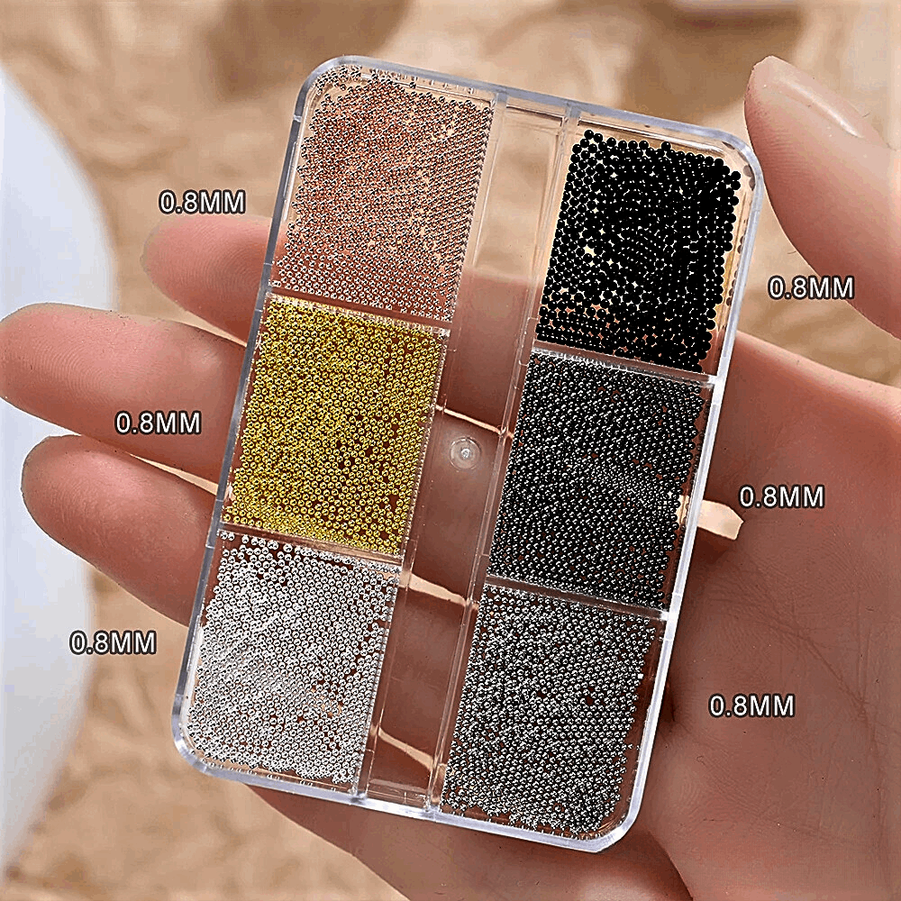 Set di Micro Sfere in Acciaio Placcato: Eleganza e Creatività per Nail Art Esclusive