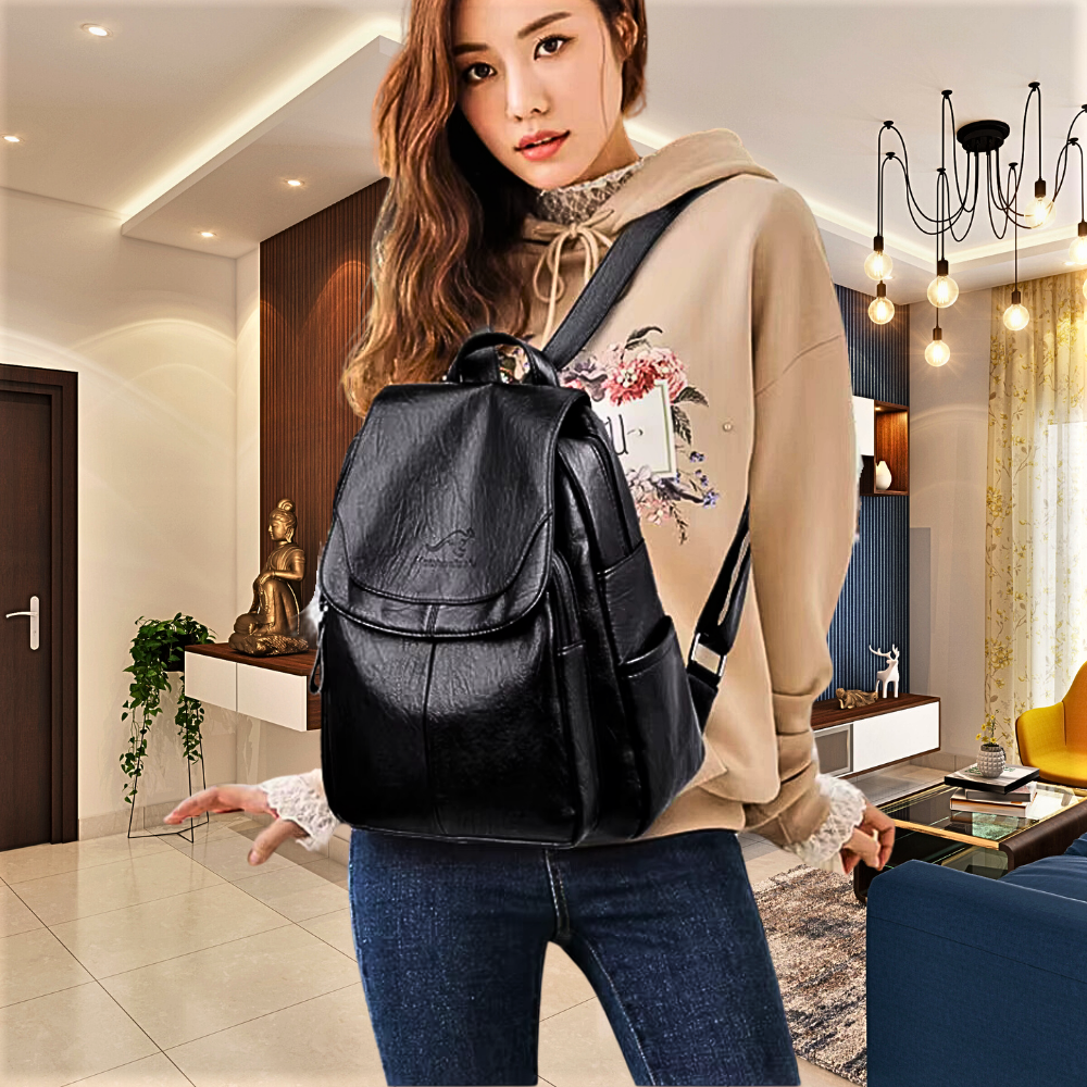 Mochila de piel de oveja grabada: clase y elegancia