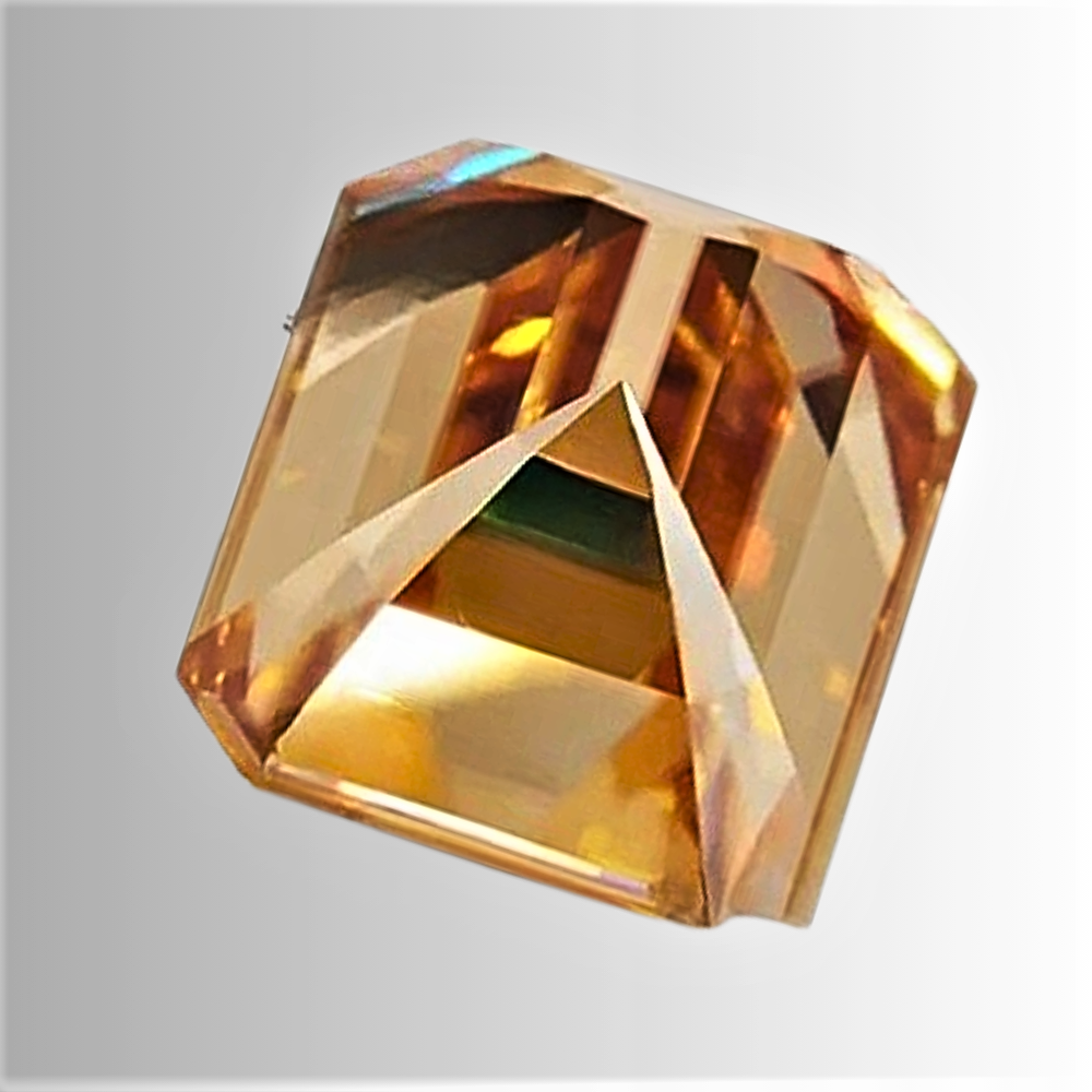 Moissanite Champagne Taglio Smeraldo Certificata