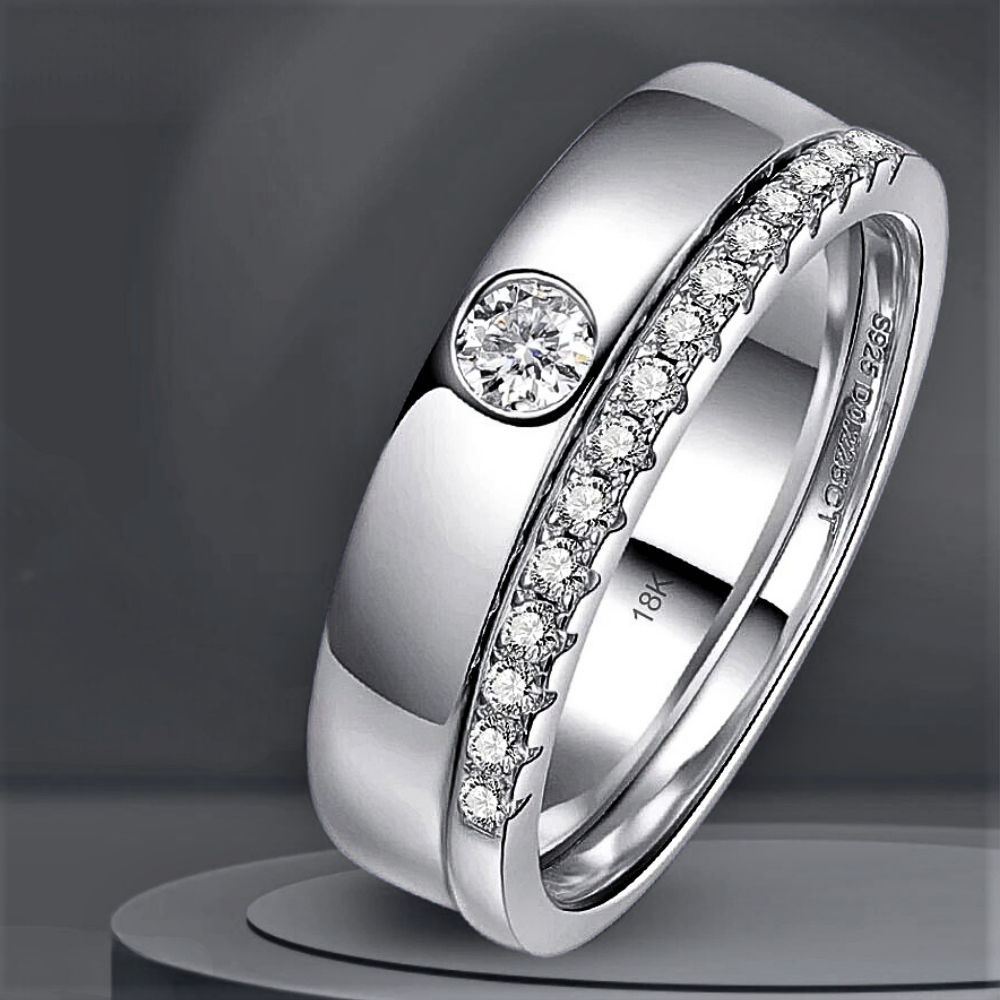 Parure di Solitario e Fedina in Moissanite D Color
