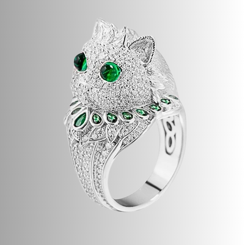 Anello Gattino con Moissaniti Colore Smeraldo e D color