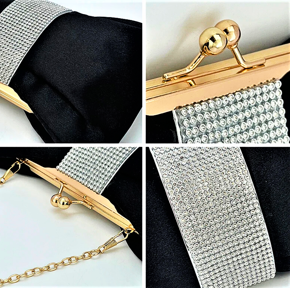 Clutch a Portafoglio in Seta e Strass