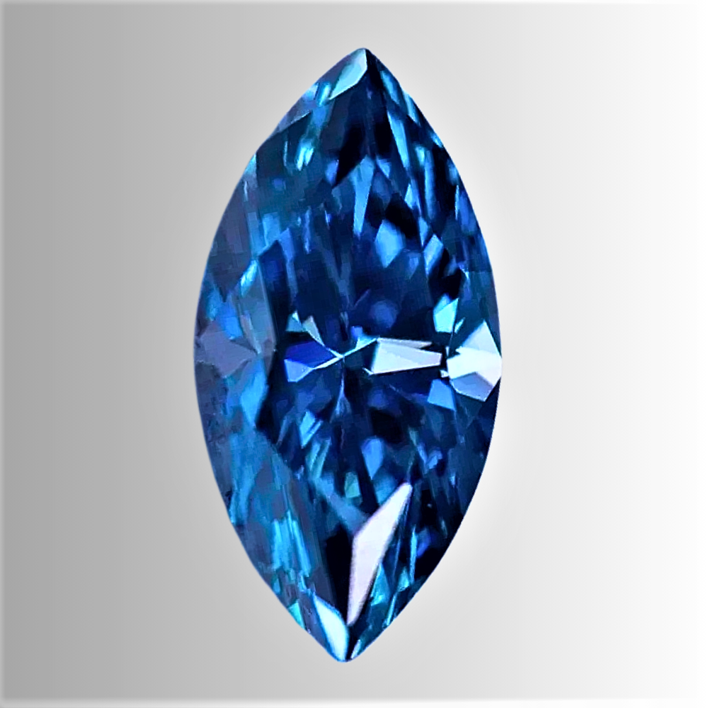Moissanite Blu Zaffiro Taglio Marquise Certificata