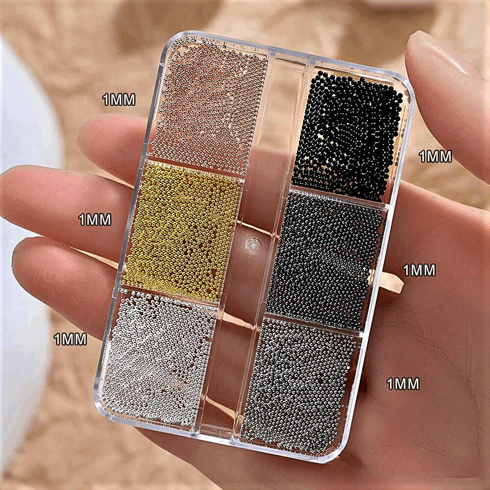 Set di Micro Sfere in Acciaio Placcato: Eleganza e Creatività per Nail Art Esclusive