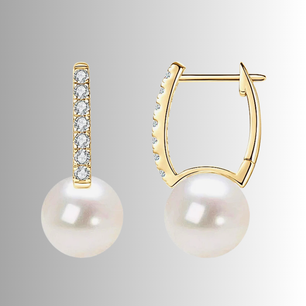 Orecchini a Barretta con Moissanite e Perle Naturali