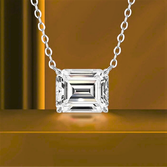 Collana con Moissanite Taglio Smeraldo D Color VVS1