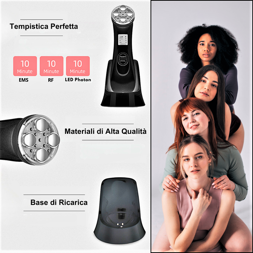 Dispositivo de belleza multifuncional de alta tecnología: EMS, electroporación, radiofrecuencia RF y LED fotónico