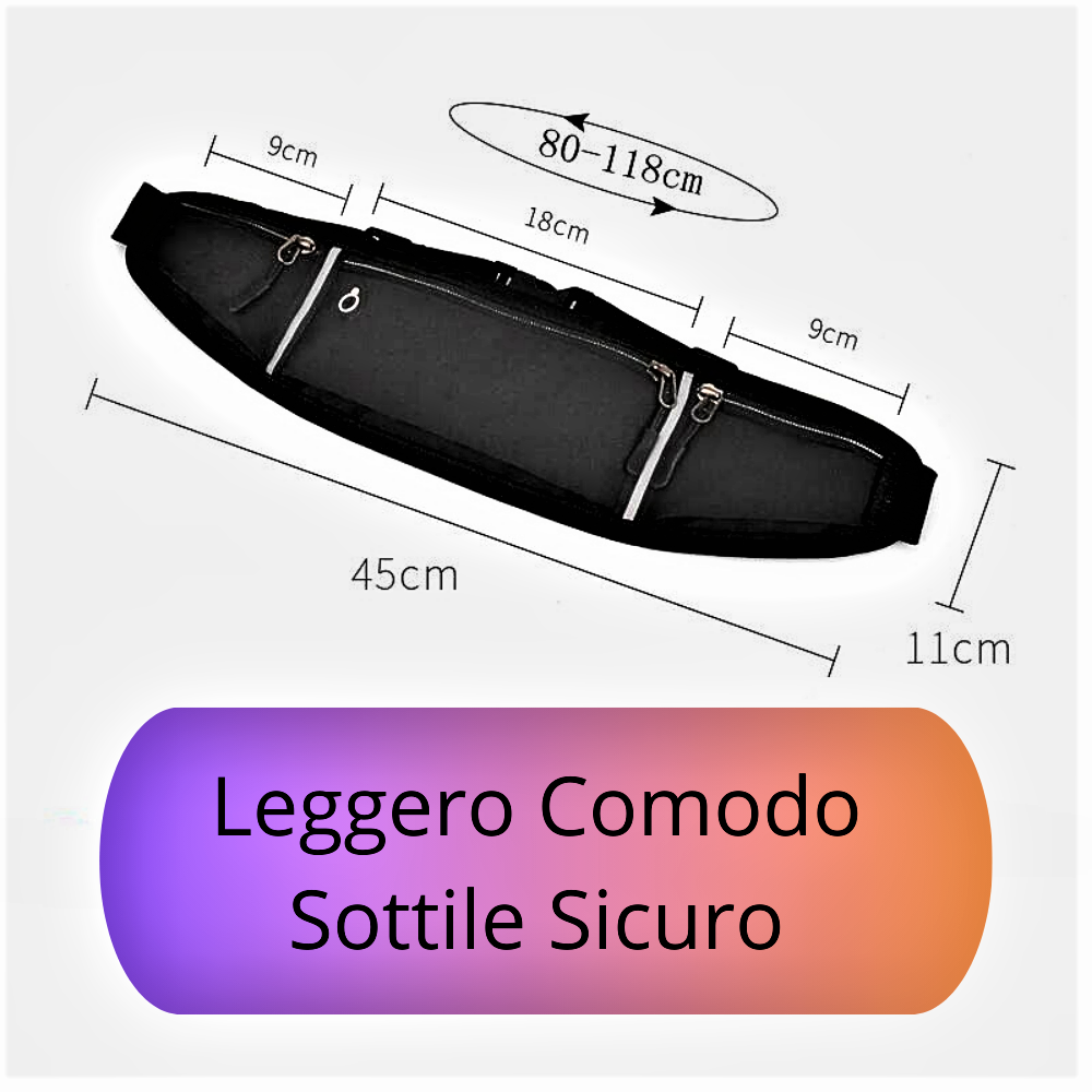 Marsupio Sportivo con Strisce Fluorescenti Sicurezza e Visibilità