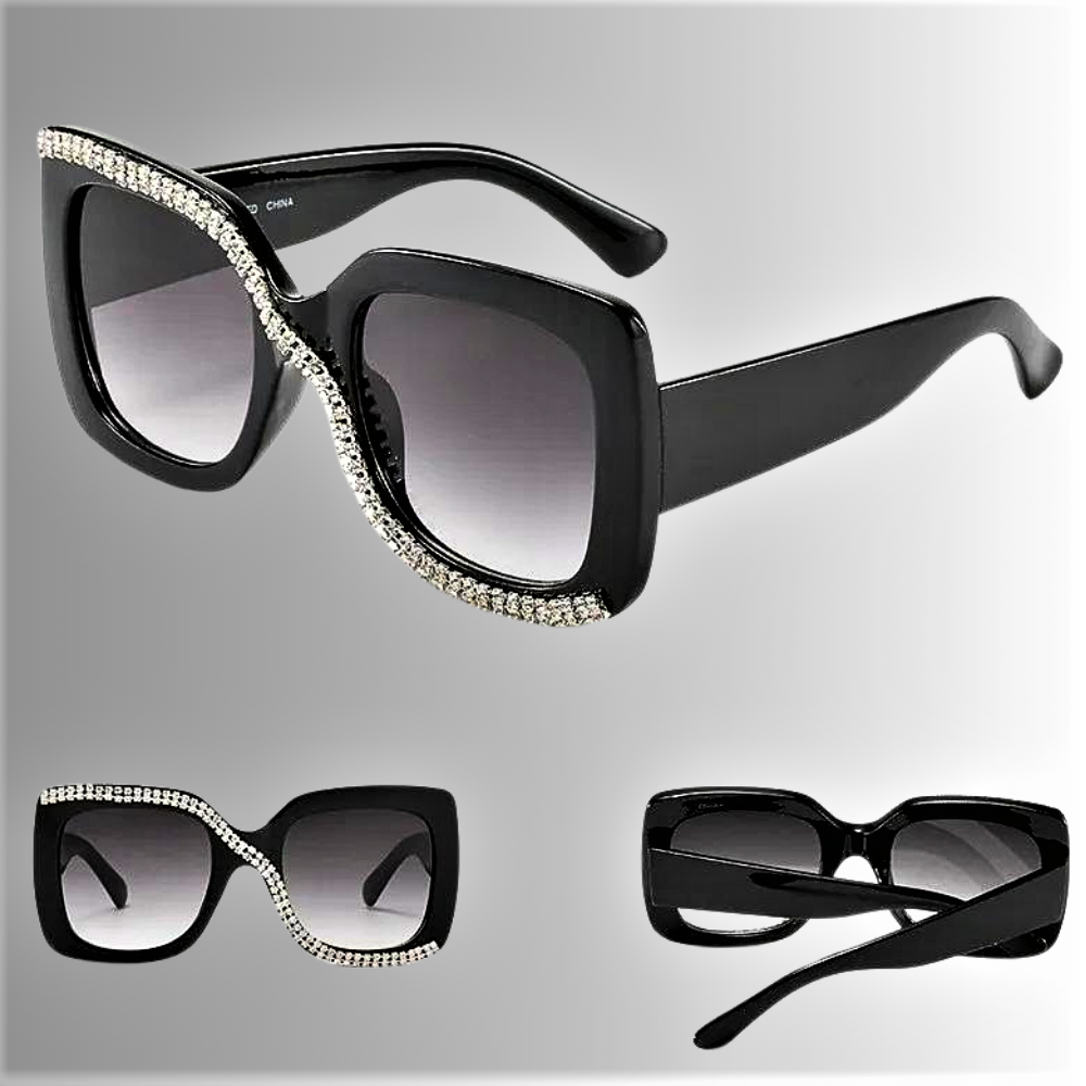Gafas de sol cuadradas con diamantes de imitación para mujeres atrevidas