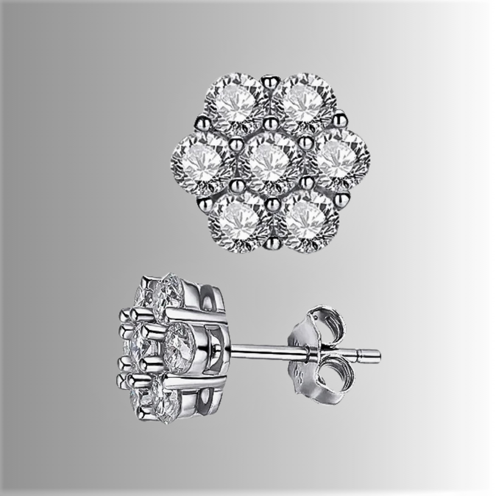 Orecchini a Fiore con 14 Moissaniti: Eleganza Brillante, Stile Senza Tempo
