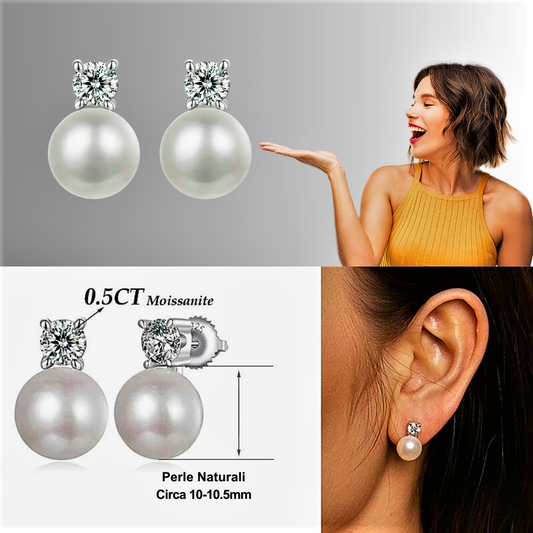 Orecchini "Goccia di Luce" con Moissaniti D Color e Perla Naturale