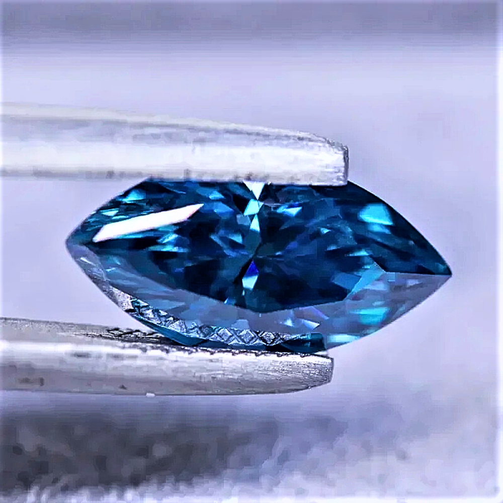 Moissanite Blu Zaffiro Taglio Marquise Certificata