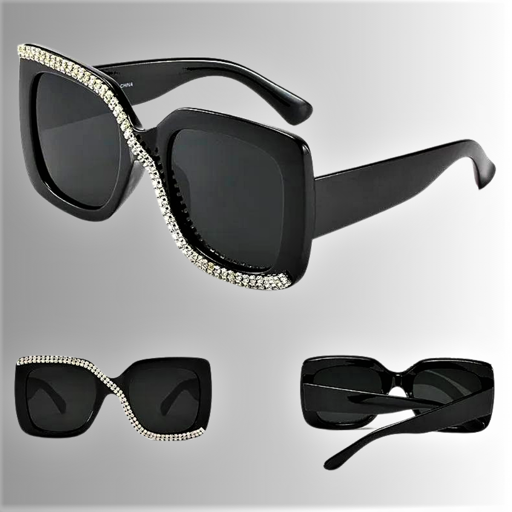 Gafas de sol cuadradas con diamantes de imitación para mujeres atrevidas