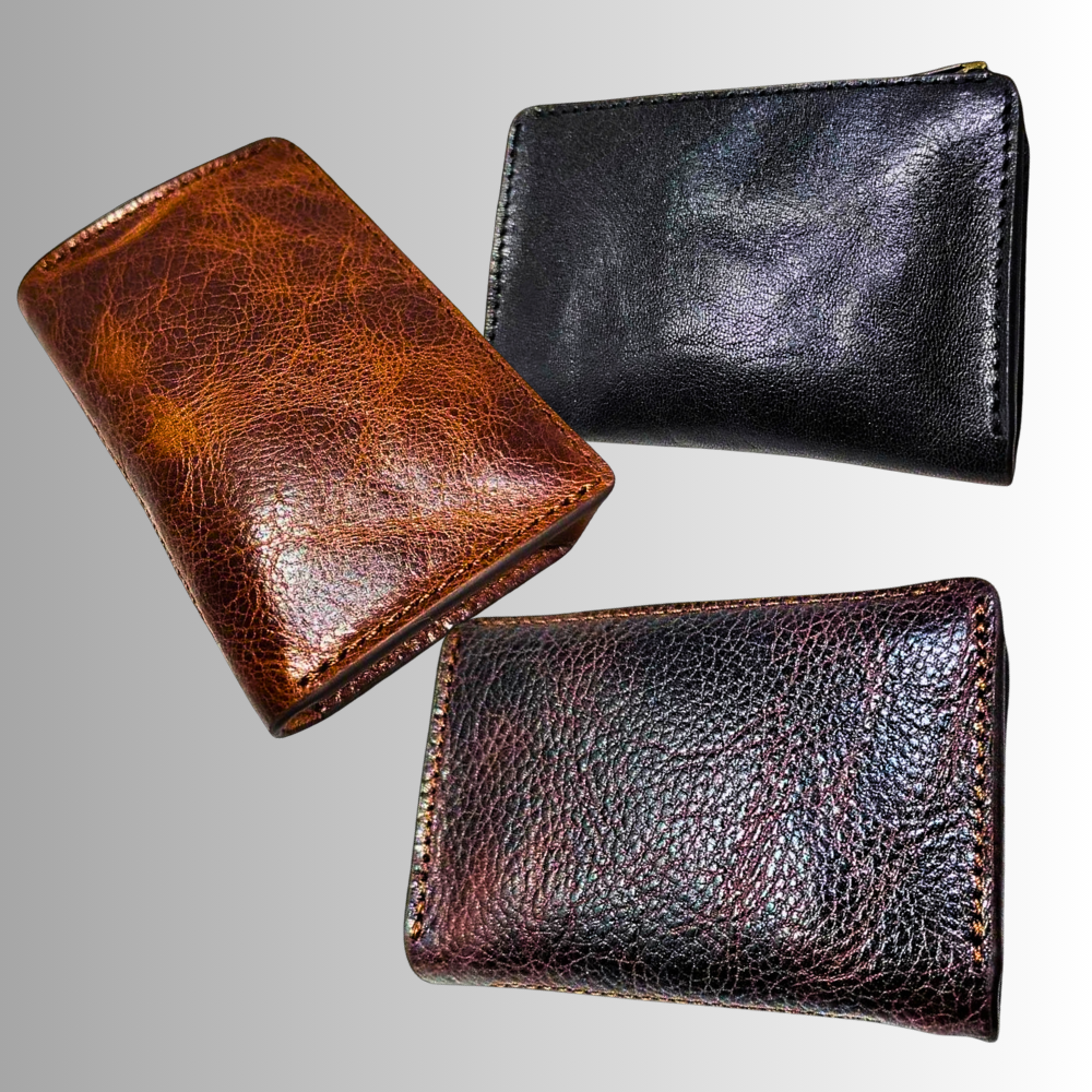 Mini billetera de piel de vaca auténtica con cinturón, elegante y segura
