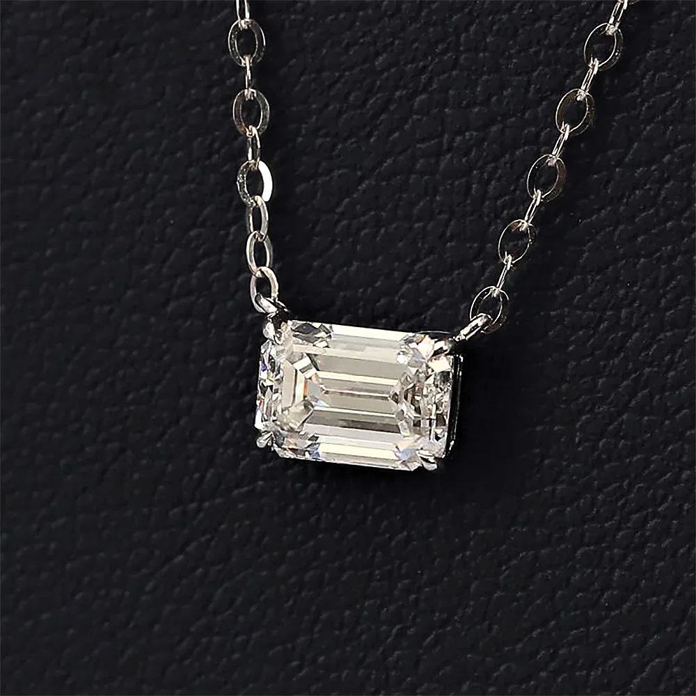 Collana con Moissanite Taglio Smeraldo D Color VVS1