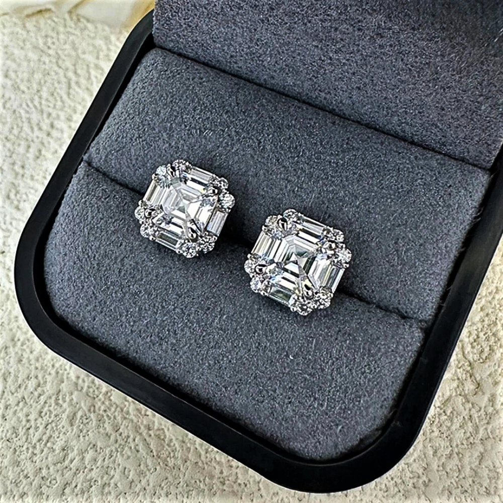 Mini Collezione di Orecchini con Gemme Lab Grown Taglio Asscher, Baguette e Brillante