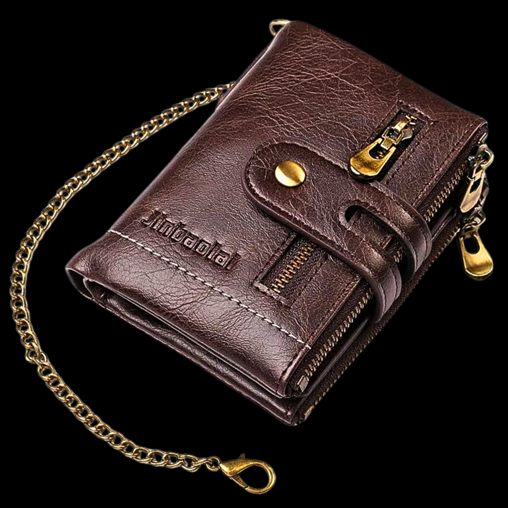 Mini Cartera Anti-Carterismo en Piel de Vaca Auténtica