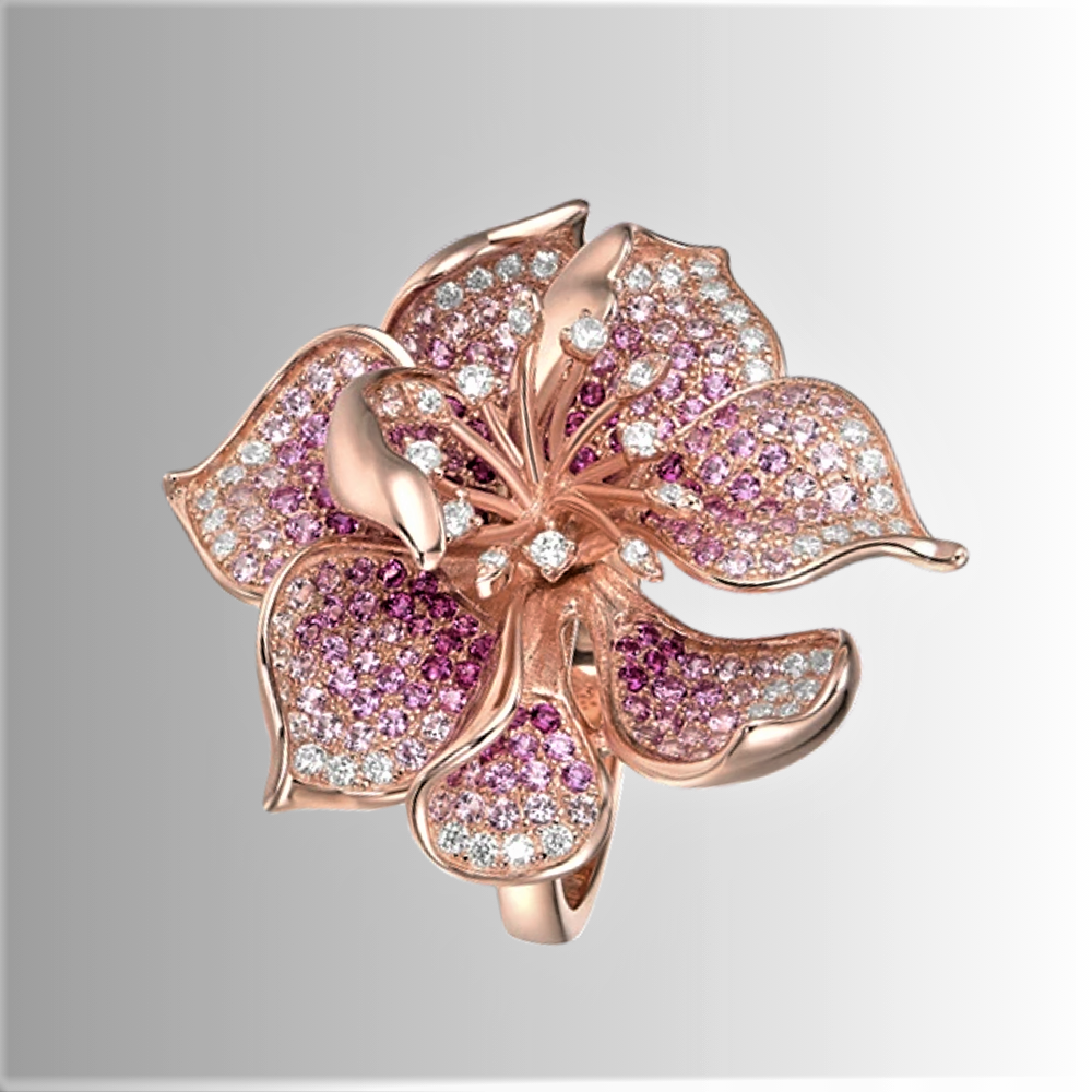Fascia Fiore con Zaffiri Rosa e Rubini Coltivati