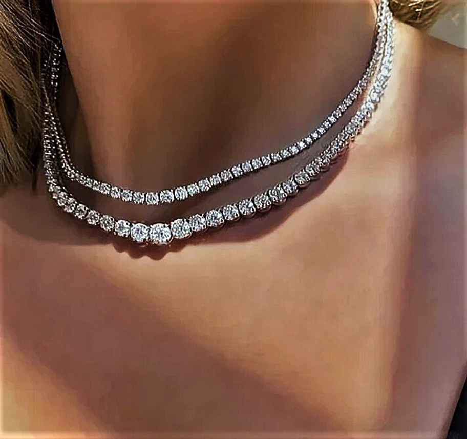 Collana Tennis a Scalare con Moissanite D Color: Fascino Discreto, Lusso Inconfondibile