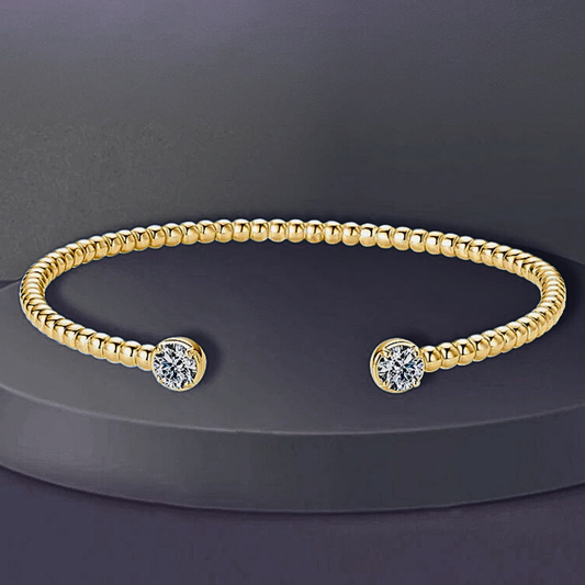 Bracciale Rigido Aperto con due Moissaniti da ct 0.50