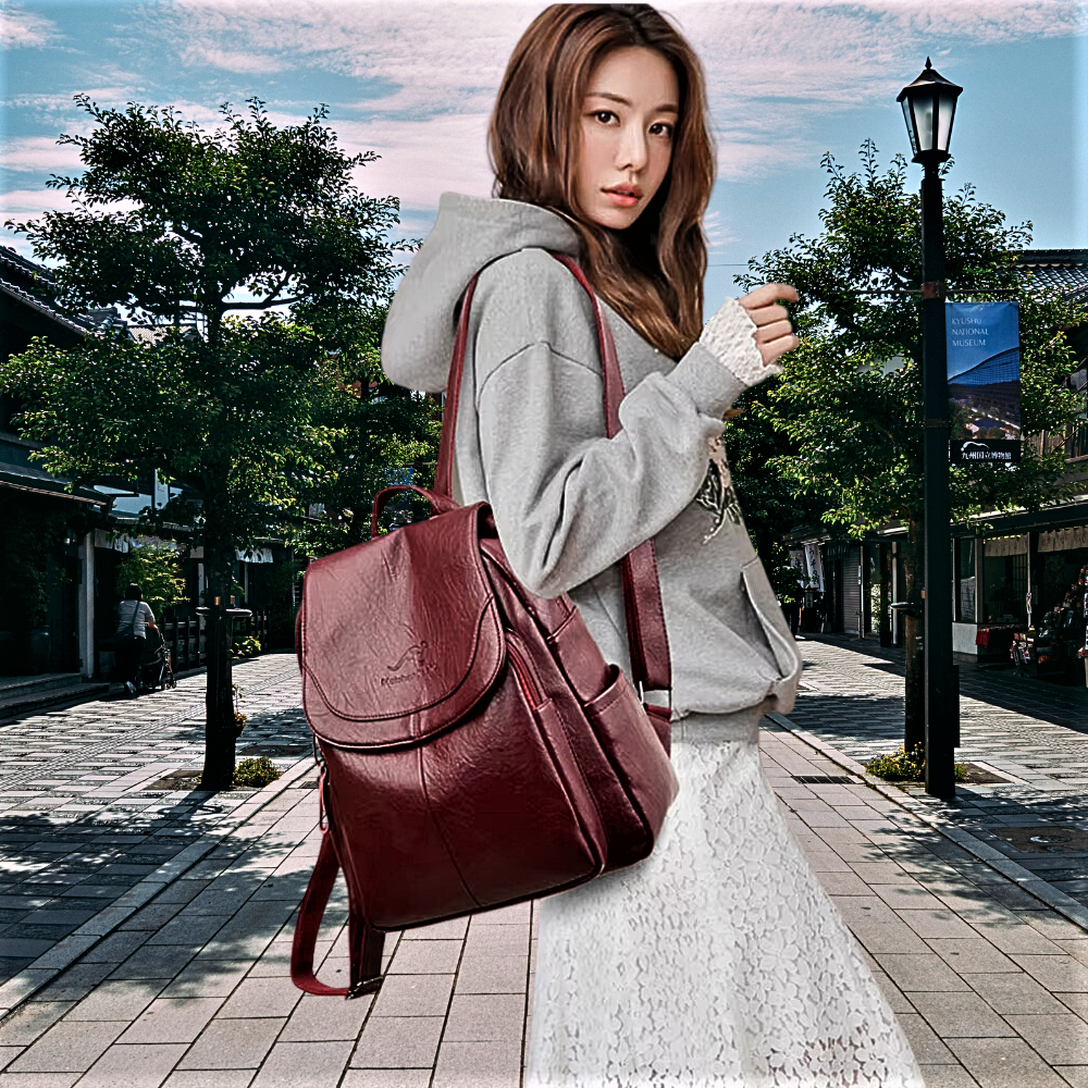 Mochila de piel de oveja grabada: clase y elegancia