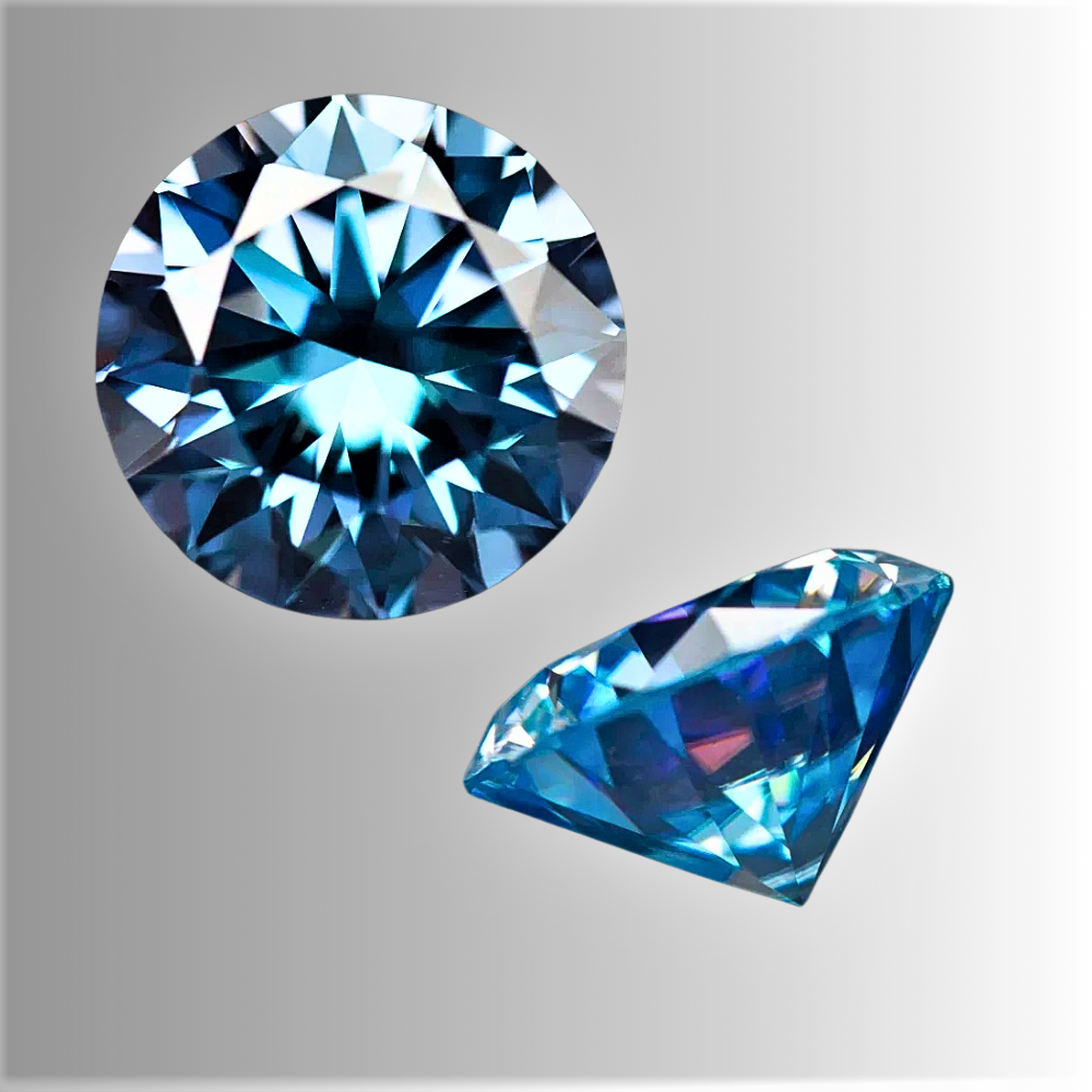 Moissanite Blu Mare Taglio Brillante Certificato