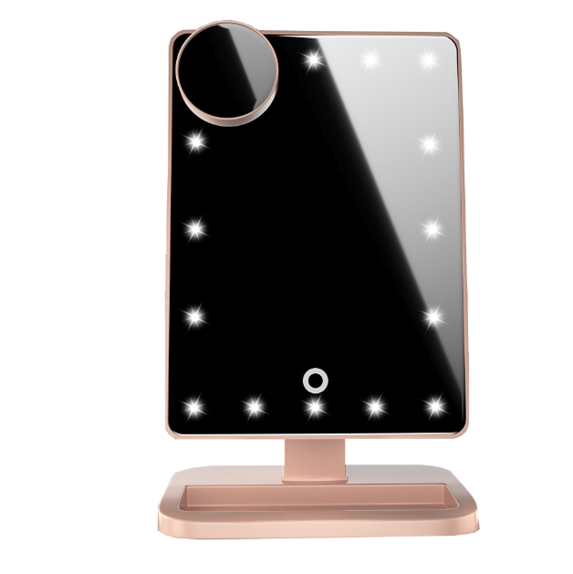 Espejo de maquillaje con pantalla táctil, luces LED y altavoz Bluetooth