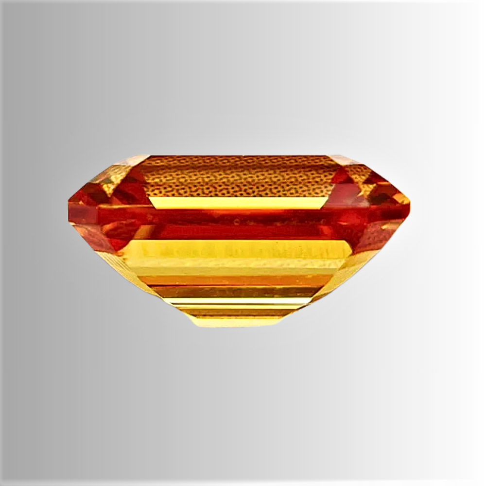 Zaffiro Sunset Arancio Taglio Smeraldo Lab Grown Certificato