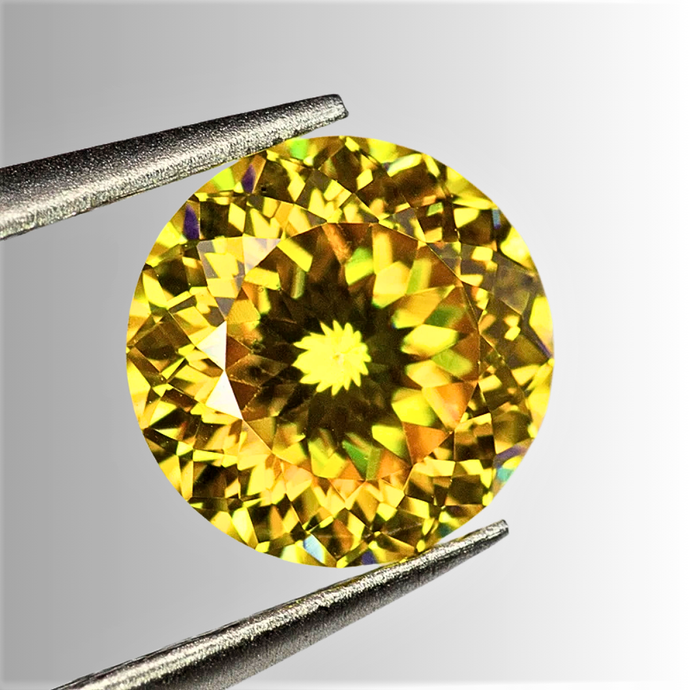 Moissanite Giallo Limone Taglio Brillante con 100 Faccette Certificata