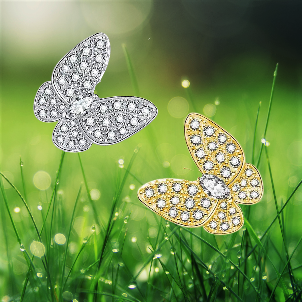 Collana con Farfalla in Pavè di Moissanite per ct 0,70