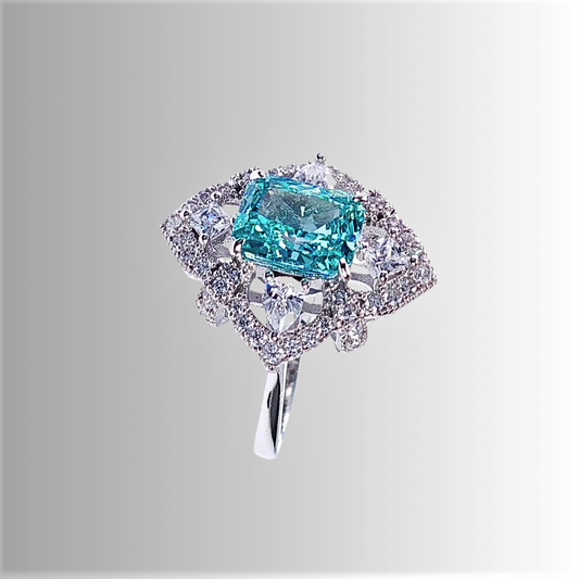 Fascione con Tormalina Paraiba Taglio Cuscino allungato e Diamanti Lab Grown