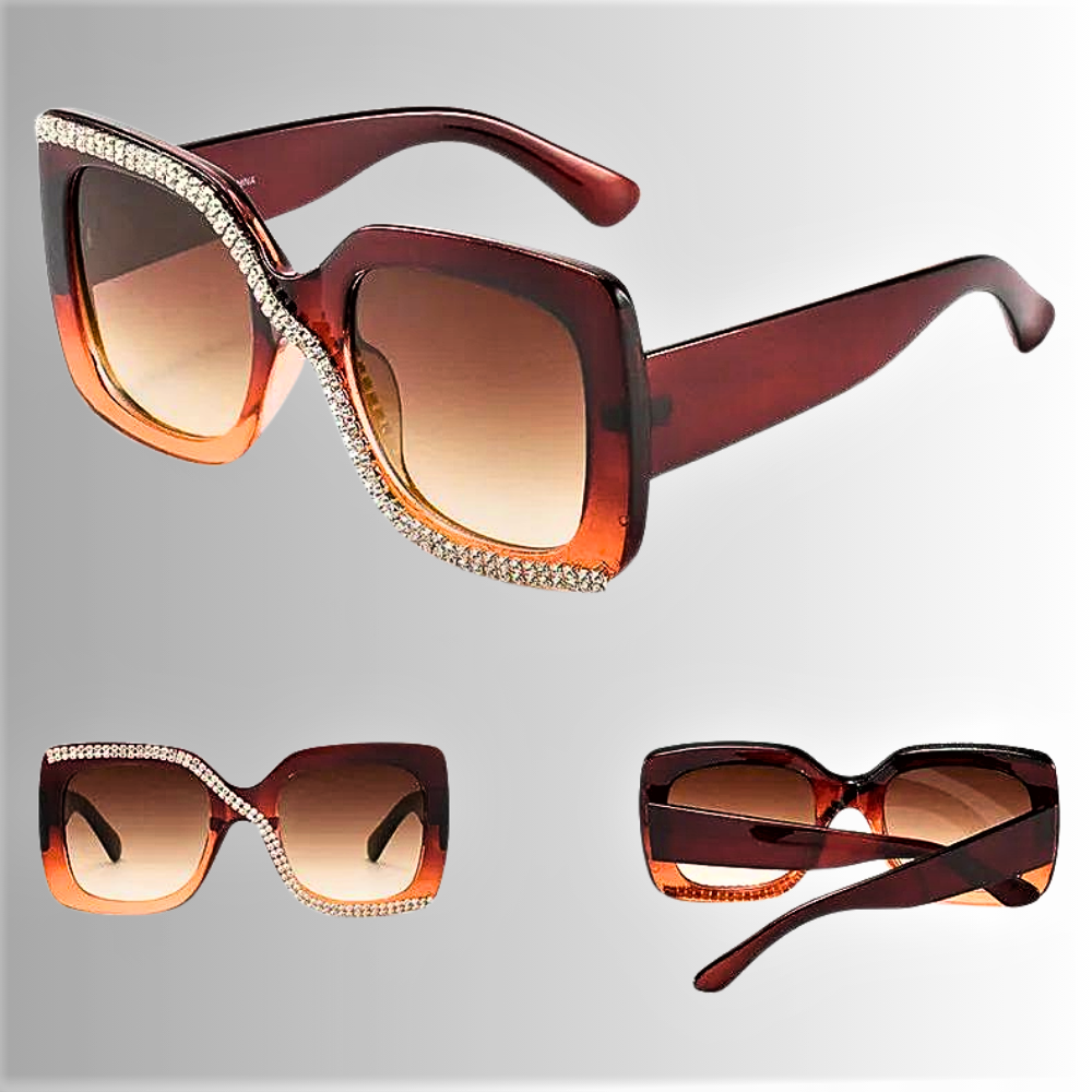 Gafas de sol cuadradas con diamantes de imitación para mujeres atrevidas