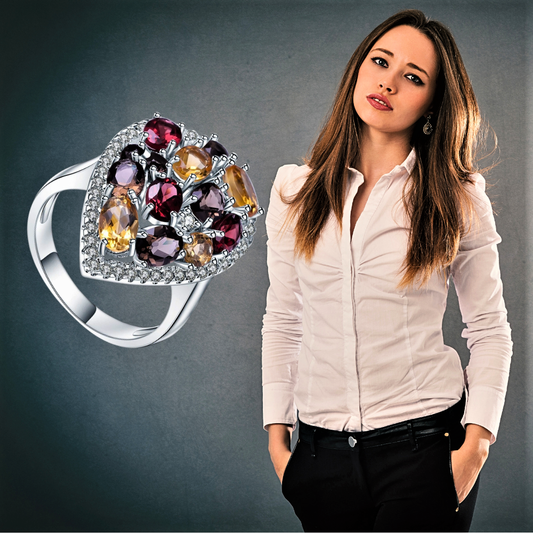 Anello "Puzzle" con Pietre Semipreziose Naturali