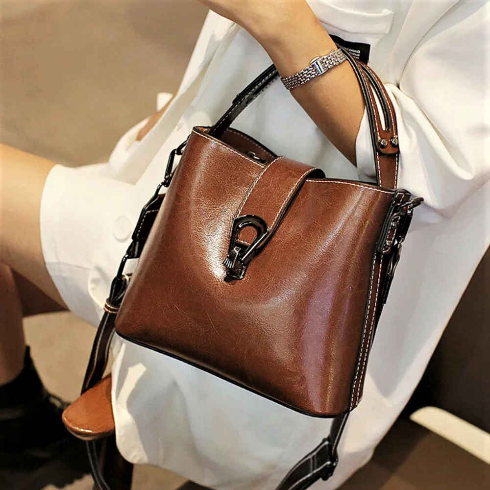 Mini Borsa Quadrata in Crosta di Pelle di Vitellino