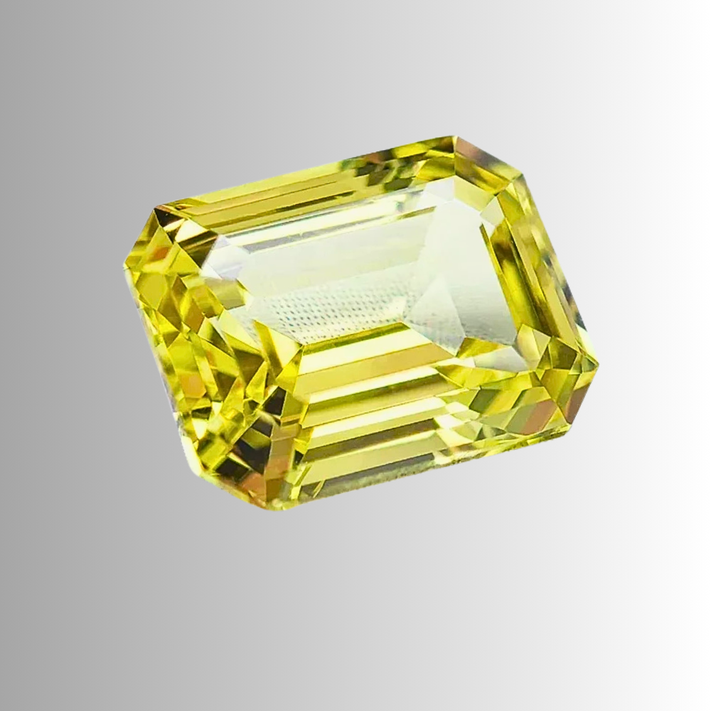 Zaffiro Giallo Lab Grown Taglio Smeraldo Certificato