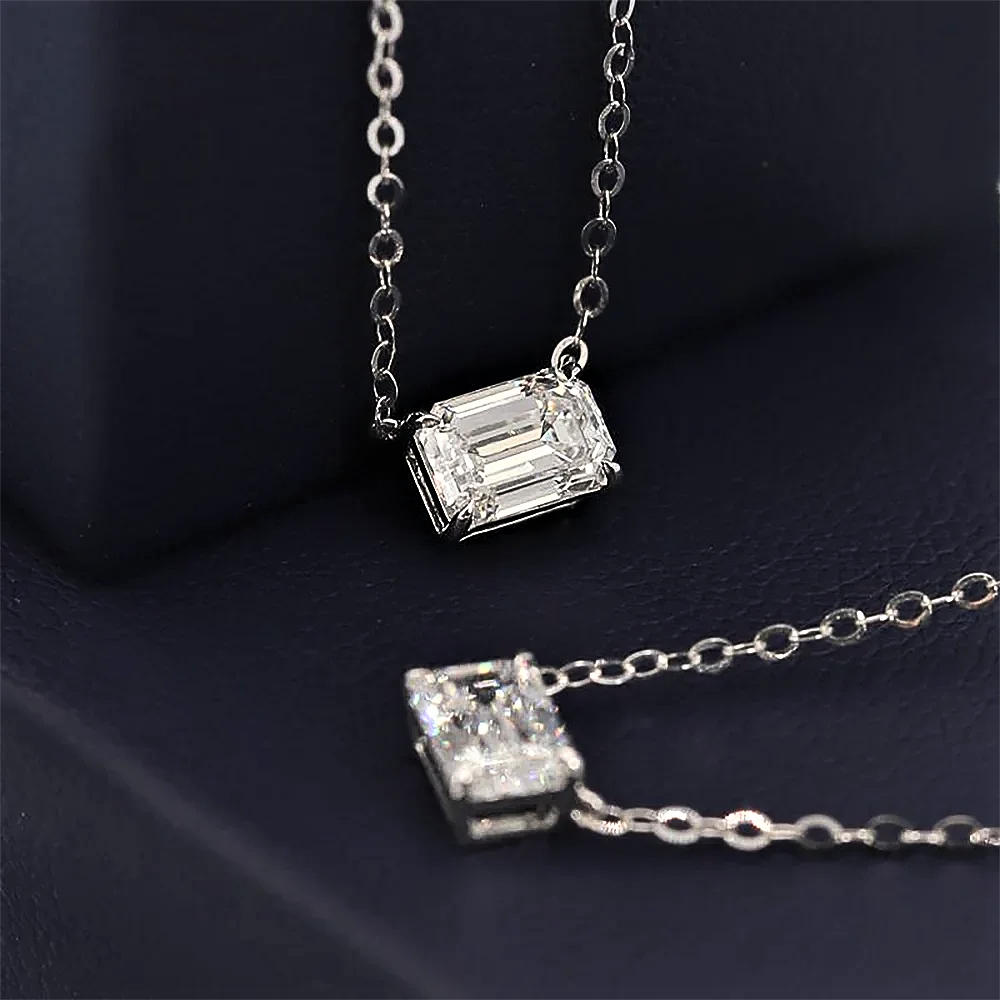 Collana con Moissanite Taglio Smeraldo D Color VVS1