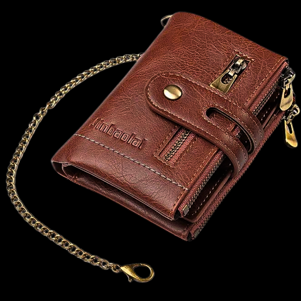 Mini Cartera Anti-Carterismo en Piel de Vaca Auténtica