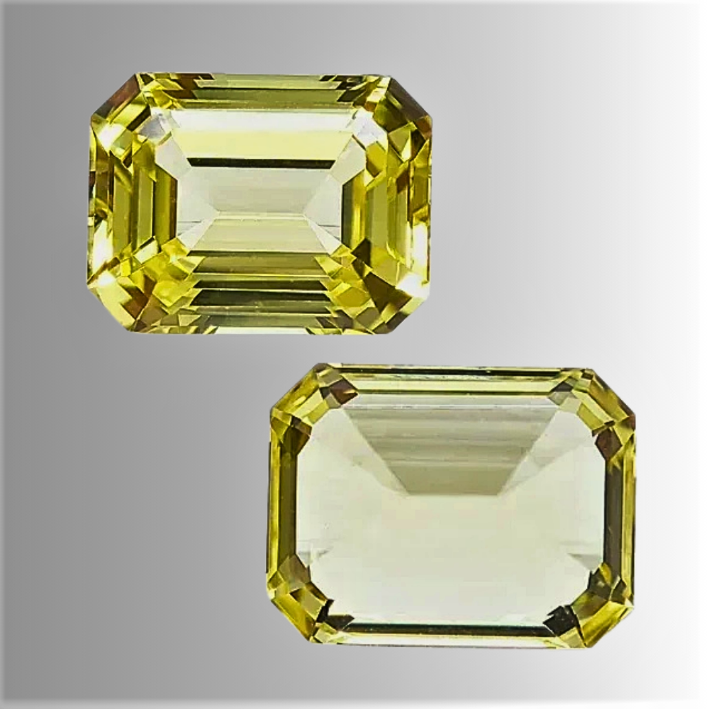 Zaffiro Giallo Lab Grown Taglio Smeraldo Certificato
