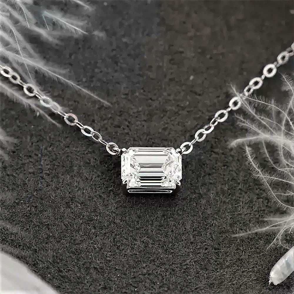 Collana con Moissanite Taglio Smeraldo D Color VVS1