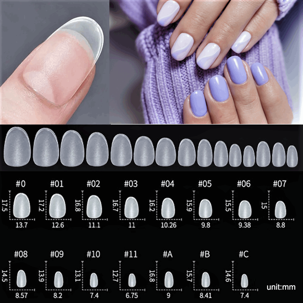 Set Professionale da 120 Pezzi di Unghie in Resina Acrilica Trasparente